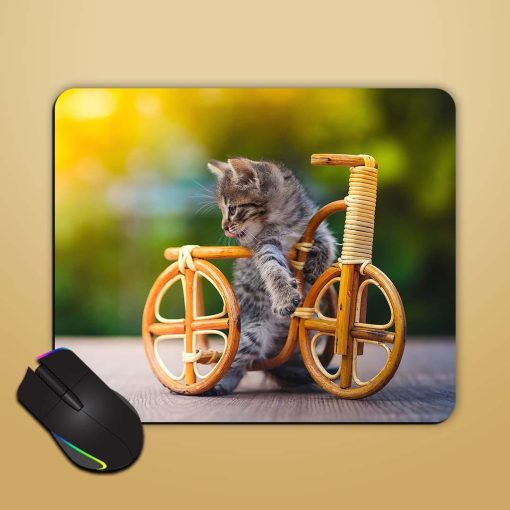 Cute Cat With Cycle Mouse Pad Chachhi