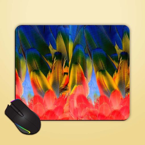 Bird Feathers Scarlet Mouse Pad Chachhi