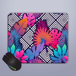 Exotic Leaves Flowers Mouse Pad