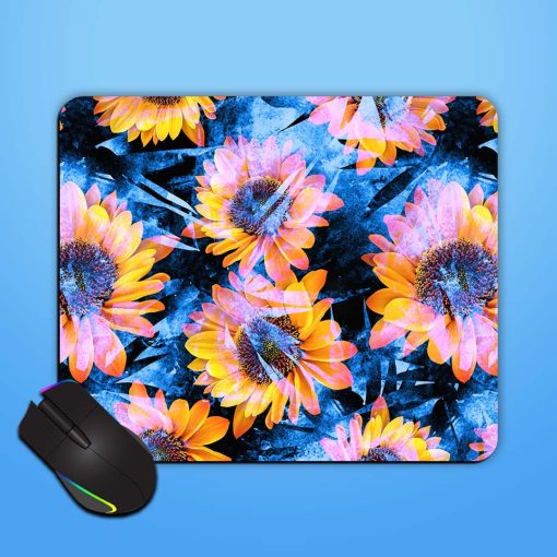 Seamless Grunge Sunflower Mouse Pad Chachhi