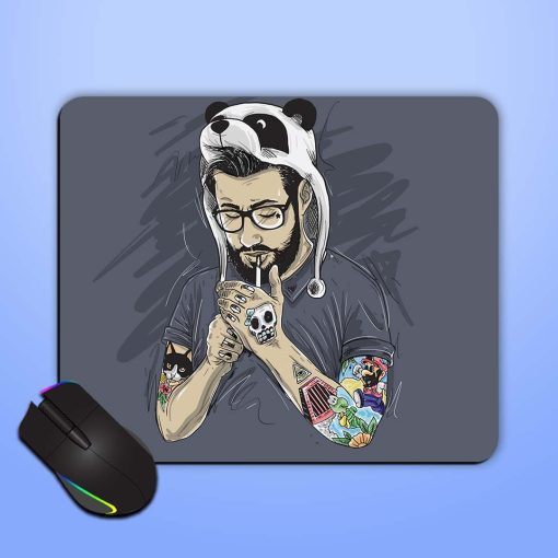 Illustration Gentleman Using Mouse Pad Chachhi