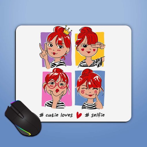 Selfie Slogan Cartoon Mouse Pad Chachhi