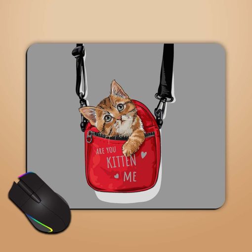 Cute Cat Red Mouse Pad