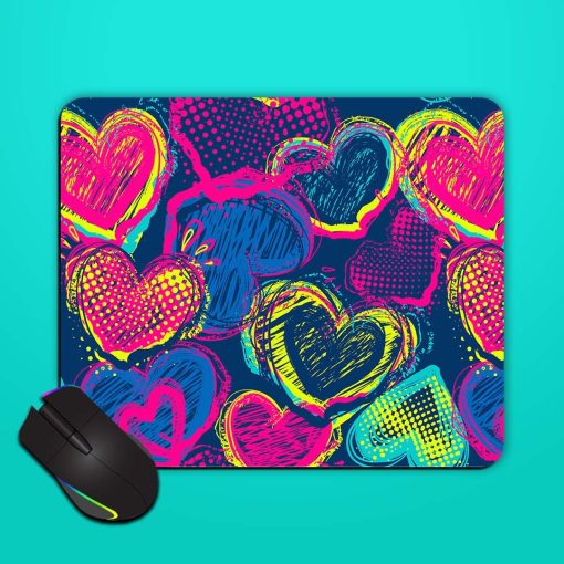 Abstract Seamless Hearts Mouse Pad Chachhi