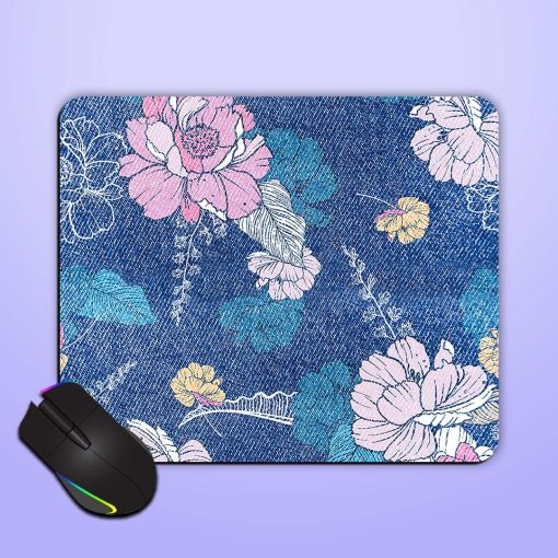 Denim Floral Background Mouse Pad Chachhi