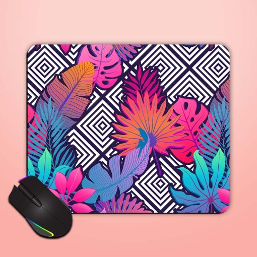 Exotic Leaves Flowers Mouse Pad