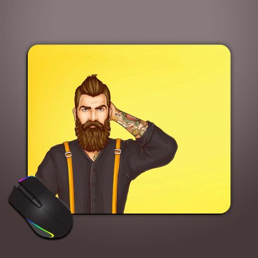 Doubtful Skeptical Hipster Mouse Pad