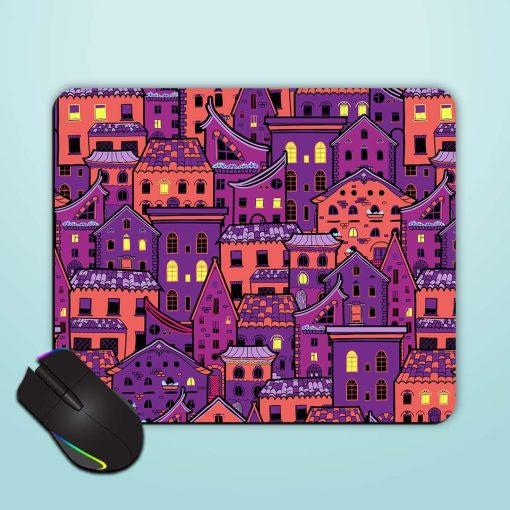 Seamless Pattern Houses Mouse Pad Chachhi