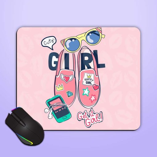 Cute Girl Slogan Mouse Pad