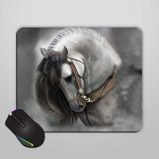 Painted White Horse Mouse Pad Chachhi