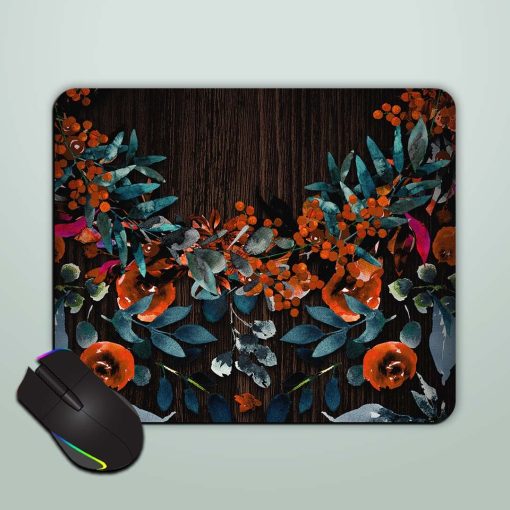 Floral On Wood Mouse Pad