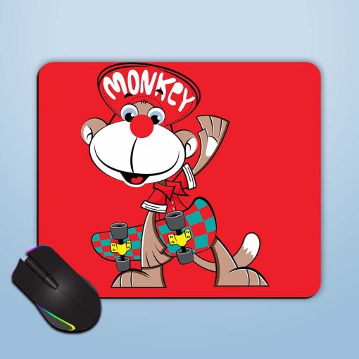 Cartoon Skateboarding Monkey Mouse Pad