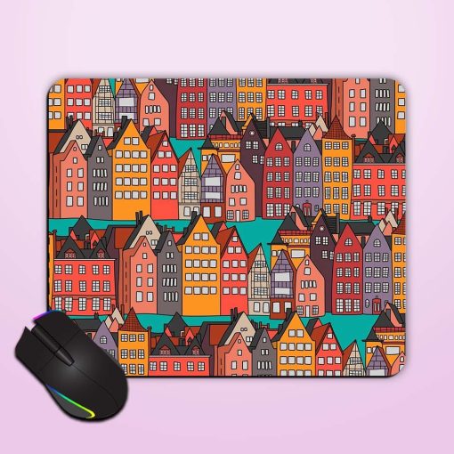 Seamless Pattern Building Mouse Pad Chachhi