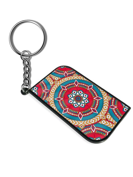 Mandala Red White Pattern Keychain