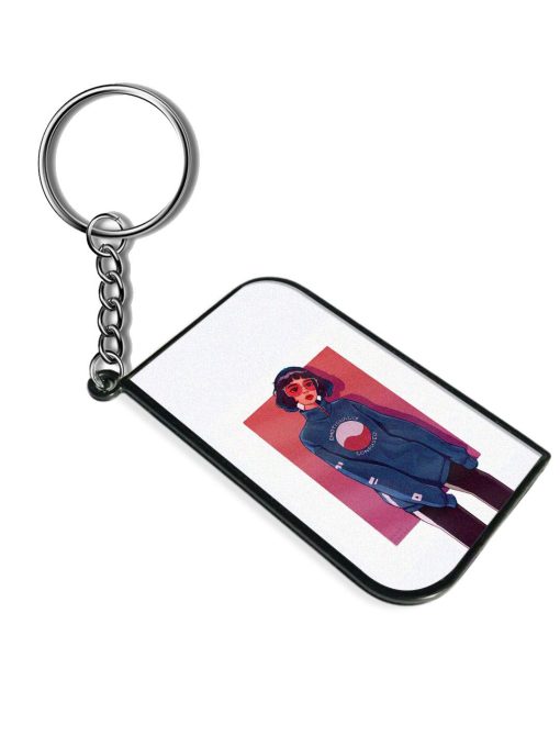 Girl With Glasses Design Keychain