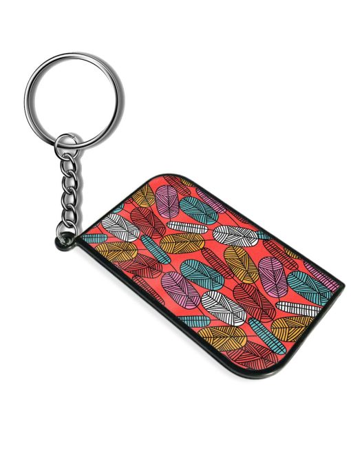 Linear Doodle Leaf Keychain