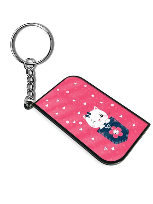 Cute White Cat Keychain