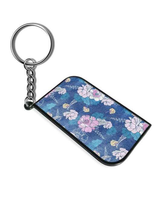 Denim Floral Background Keychain Chachhi