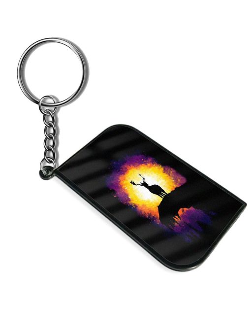 Deer At Sunset Minimal Keychain