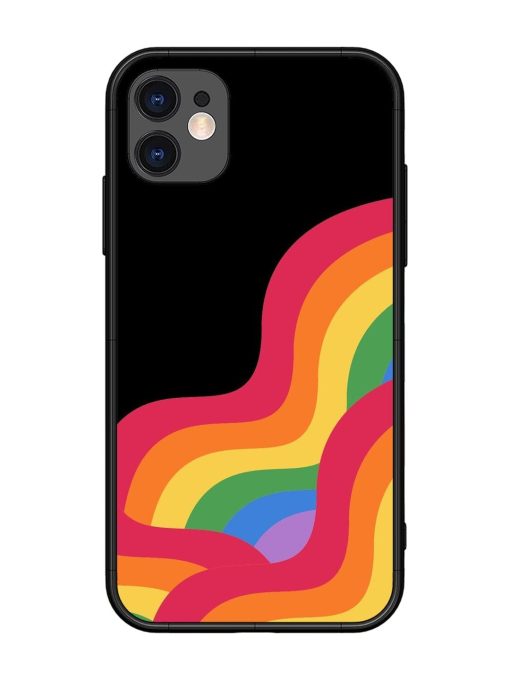 Wavy Rainbow Glossy Soft Edge Case for Apple Iphone 11 Chachhi