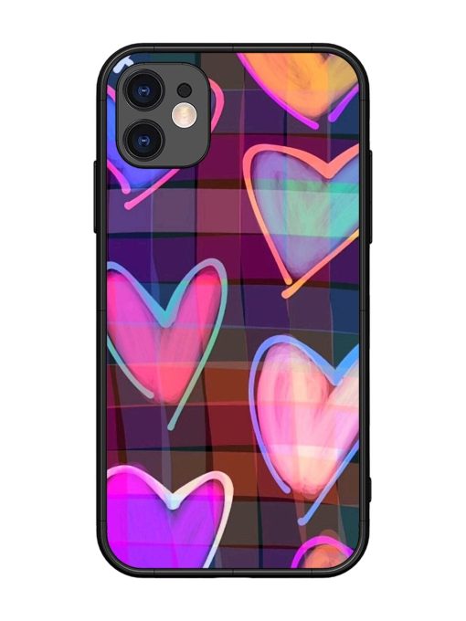 Neon Hearts Glossy Soft Edge Case for Apple Iphone 11 Chachhi