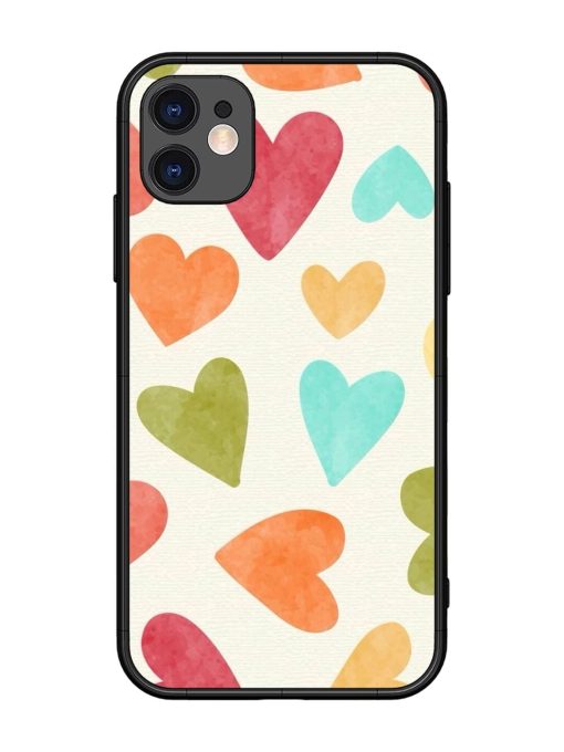 Watercolor Hearts Glossy Soft Edge Case for Apple Iphone 11 Chachhi