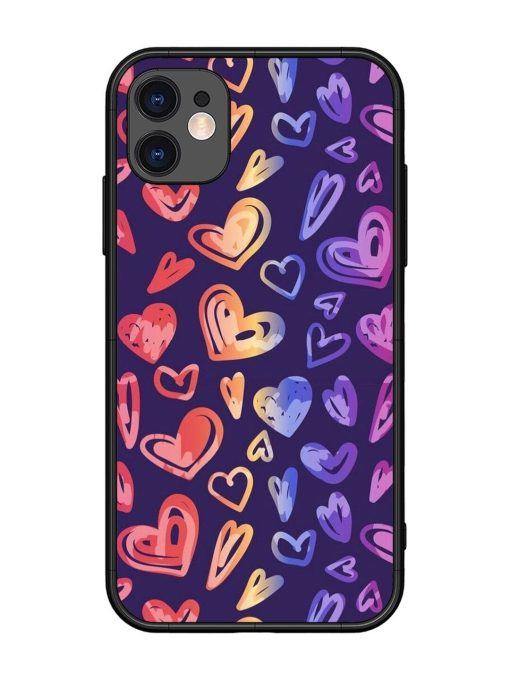 Rainbow Hearts Glossy Soft Edge Case for Apple Iphone 11 Chachhi