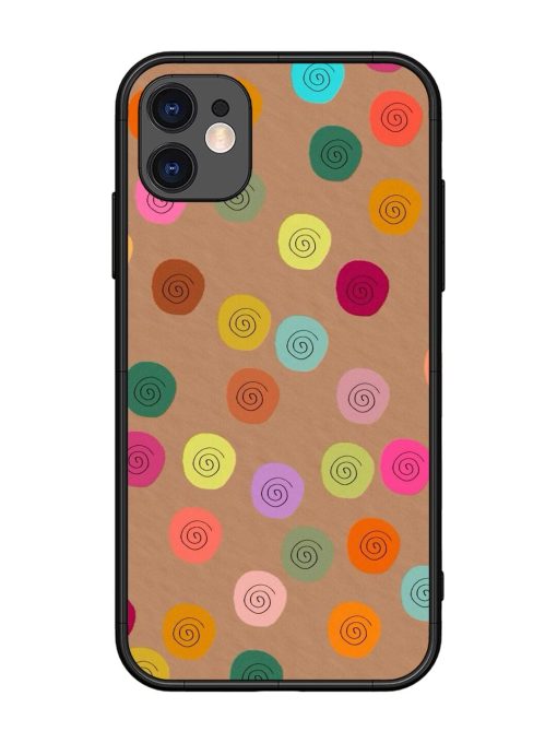 Swirly Dots On Kraft Glossy Soft Edge Case for Apple Iphone 11