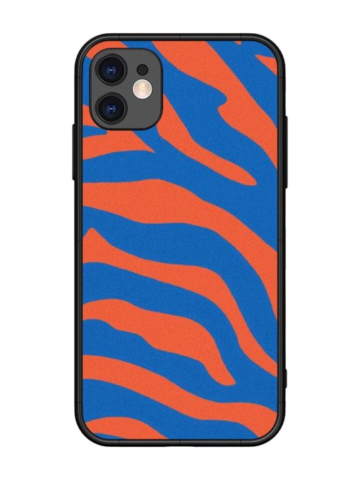 Zebra Stripes In Blue And Orange Glossy Soft Edge Case for Apple Iphone 11 Chachhi