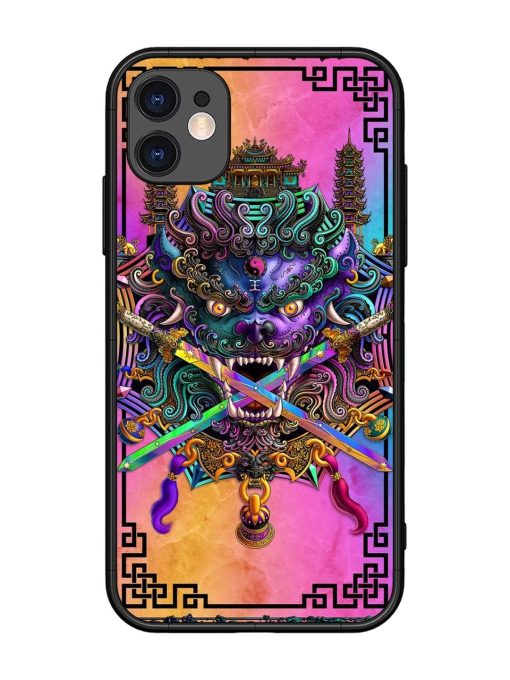 Psychedelic Fu Dog Tapestry Glossy Soft Edge Case for Apple Iphone 11 Chachhi