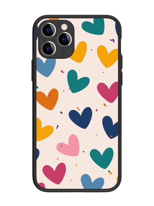 Rainbow Hearts Glossy Soft Edge Case for Apple Iphone 11 Pro Chachhi