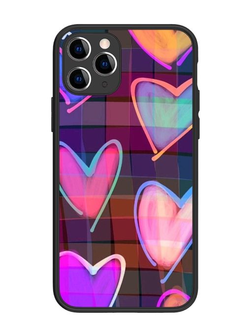 Neon Hearts Glossy Soft Edge Case for Apple Iphone 11 Pro Chachhi