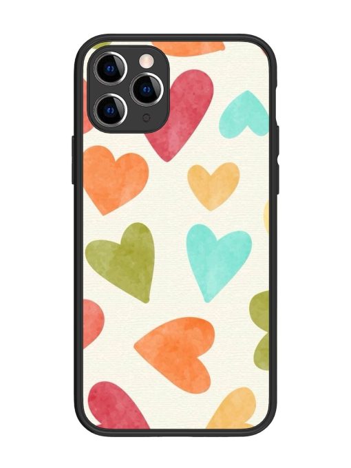 Watercolor Hearts Glossy Soft Edge Case for Apple Iphone 11 Pro Chachhi