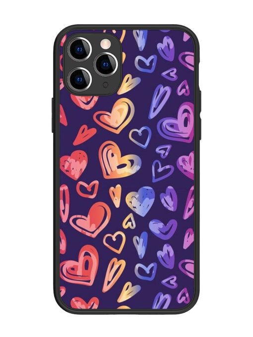 Rainbow Hearts Glossy Soft Edge Case for Apple Iphone 11 Pro Chachhi