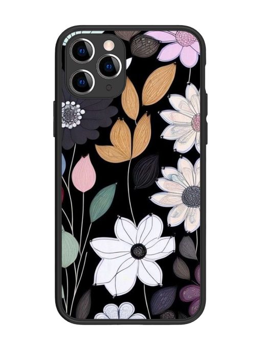 Whimsical Blooms On Black Glossy Soft Edge Case for Apple Iphone 11 Pro Chachhi