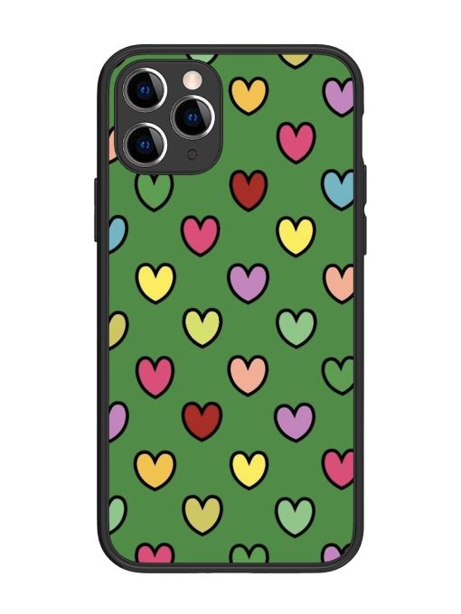 Rainbow Heart Parade Glossy Soft Edge Case for Apple Iphone 11 Pro Chachhi