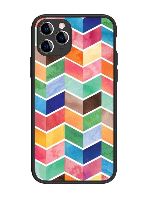 Watercolor Chevron Whimsy Glossy Soft Edge Case for Apple Iphone 11 Pro Chachhi