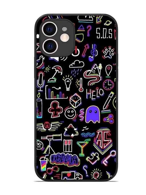 Neon Doodle Glossy Soft Edge Case for Apple Iphone 12