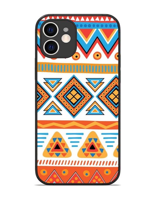 Vibrant Tribal Pattern Glossy Soft Edge Case for Apple Iphone 12 Chachhi