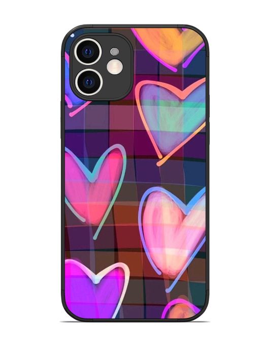 Neon Hearts Glossy Soft Edge Case for Apple Iphone 12 Chachhi