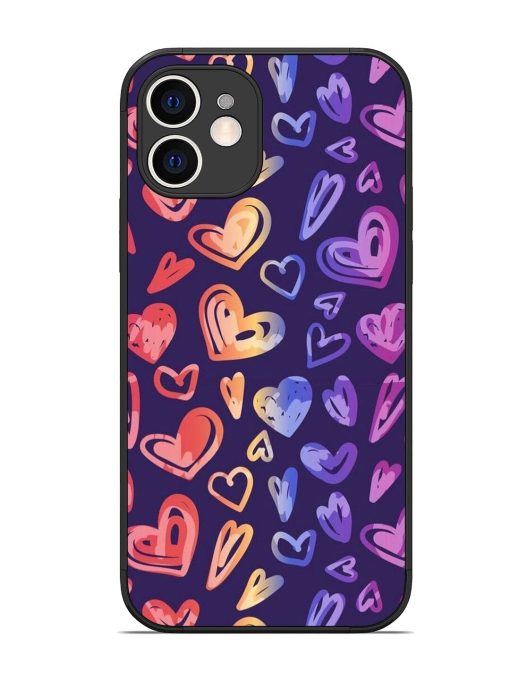 Rainbow Hearts Glossy Soft Edge Case for Apple Iphone 12 Chachhi