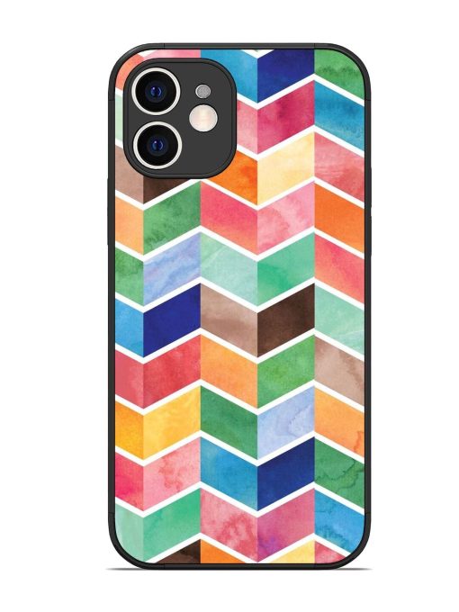 Watercolor Chevron Whimsy Glossy Soft Edge Case for Apple Iphone 12 Chachhi