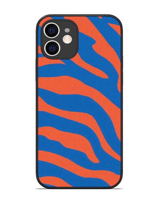 Zebra Stripes In Blue And Orange Glossy Soft Edge Case for Apple Iphone 12