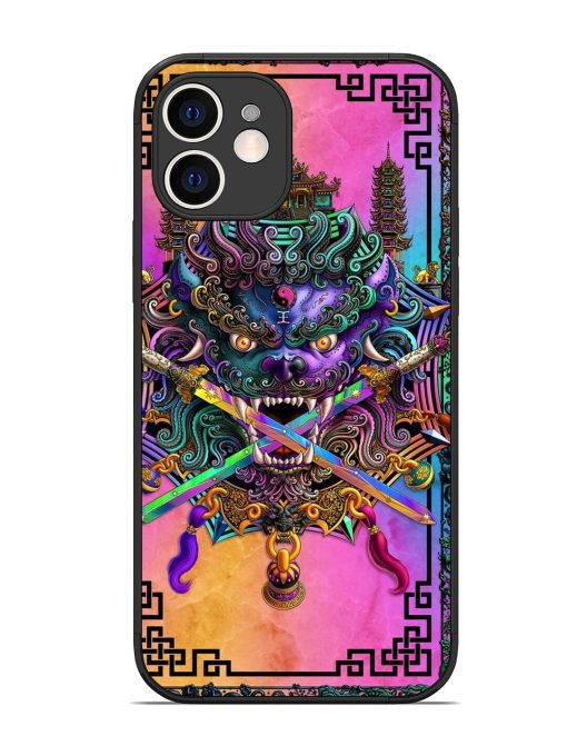 Psychedelic Fu Dog Tapestry Glossy Soft Edge Case for Apple Iphone 12 Chachhi