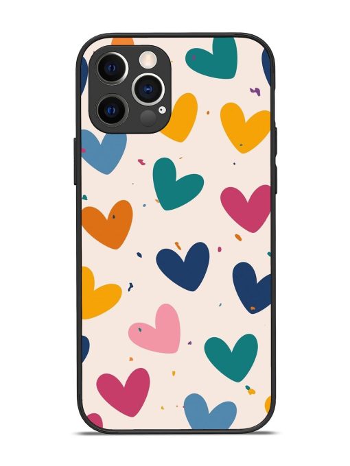 Rainbow Hearts Glossy Soft Edge Case for Apple Iphone 12 Pro Chachhi