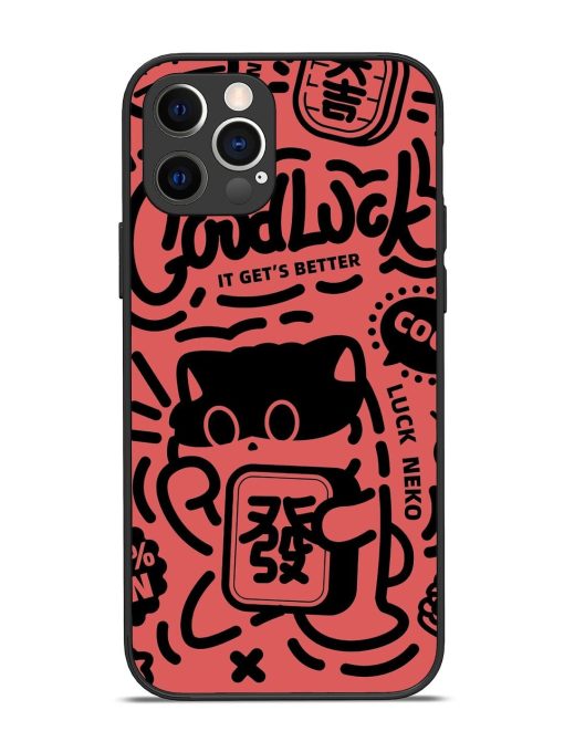 Lucky Cat Doodle Glossy Soft Edge Case for Apple Iphone 12 Pro Chachhi