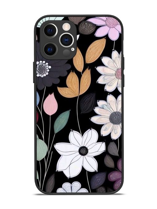 Whimsical Blooms On Black Glossy Soft Edge Case for Apple Iphone 12 Pro Chachhi