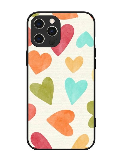 Watercolor Hearts Glossy Soft Edge Case for Apple Iphone 12 Pro Max Chachhi