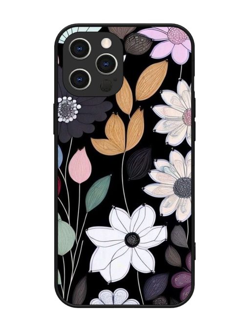 Whimsical Blooms On Black Glossy Soft Edge Case for Apple Iphone 12 Pro Max