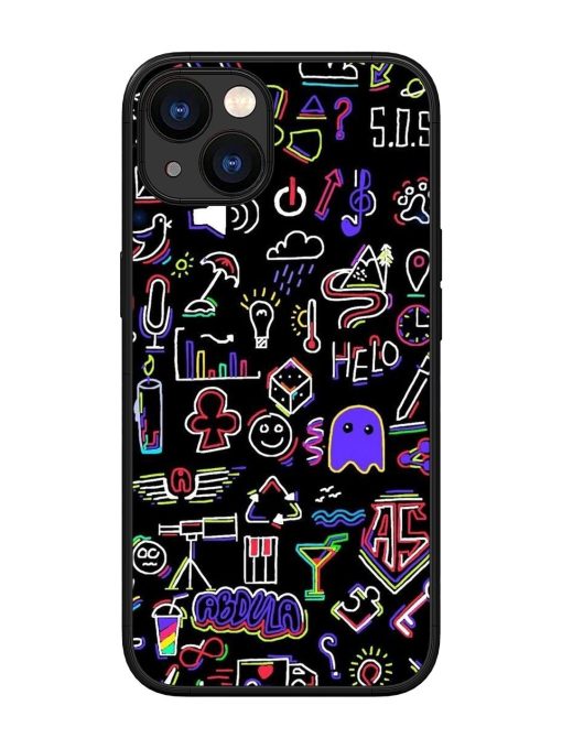 Neon Doodle Glossy Soft Edge Case for Apple Iphone 13 Chachhi